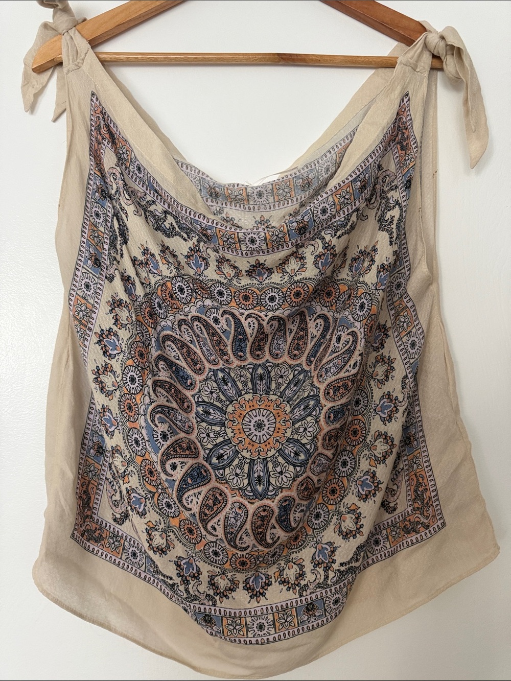 Free People Beige Paisley-Print Tie-Shoulder Camisole